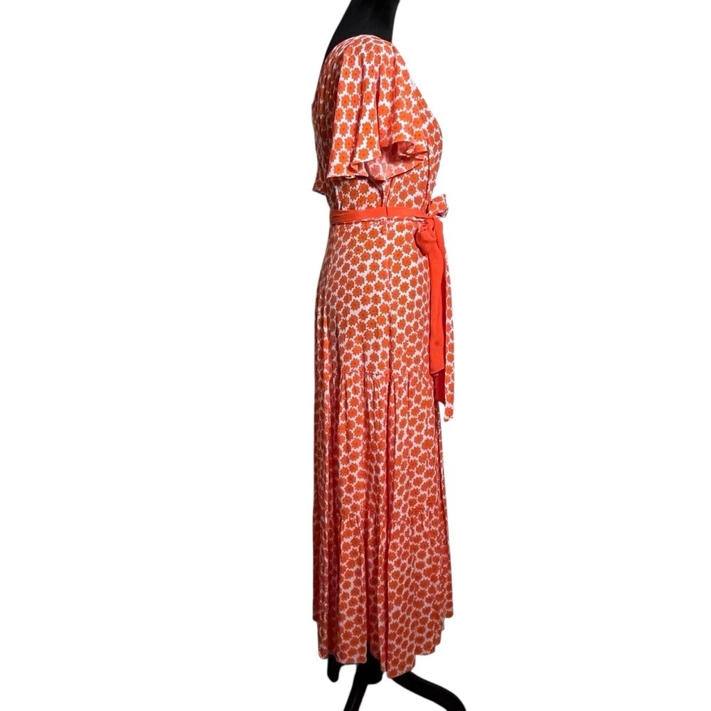 Diane Von Furstenberg Leila Daisy Dots Tiered Flutter Sleeve Midi Dress Sz. 6 - Picture 4 of 12